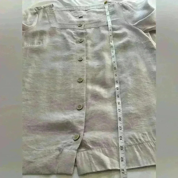 J Jill Pale Orchid Square-Neck Button Down 3/4 Sleeve Pleated Blouse S Tall - Picture 14 of 15